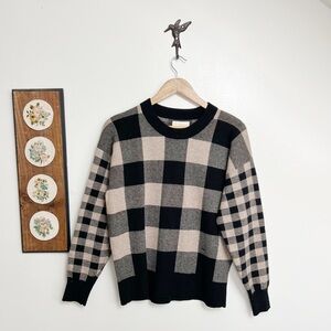 Cynthia Rowley Buffalo Plaid Check Pullover Crewneck Knit Sweater Medium